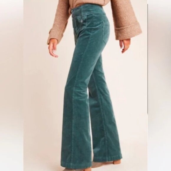 Anthropologie Pilcro High Rise Bootcut Corduroy Pants Jeans Green 29 $128 - Picture 3 of 3